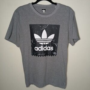 Adidas Originals Gray Trefoil Marble‎ Logo Graphic T-Shirt Medium